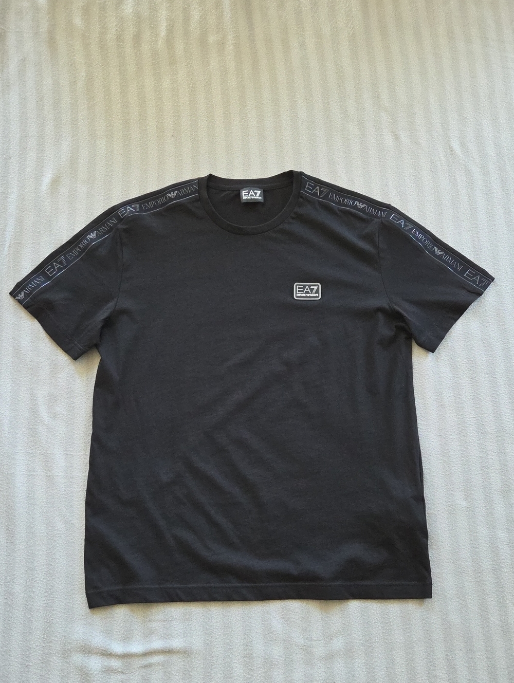 Emporio Armani Black Short Sleeve Tee with Branded Shoulder Tape